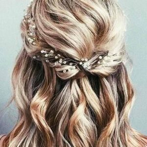 JAKAWIN Bride Wedding Hair Vine Flower Hair Piece Silver Bridal Headpiece Accessories for Women HV067
