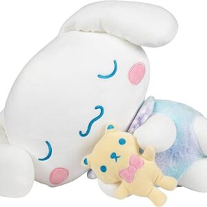 Hello Kitty and Friends, Cinnamoroll 18-inch Sleeping Plush with Bear Accessory – Officially Licensed Sanrio Product from Jazwares – 6+