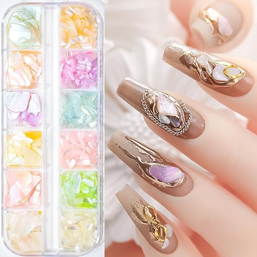 Colorful Seashell Nail Art Decorations