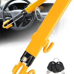 Tevlaphee Steering Wheel Lock – Heavy Duty Antitheft Device and Car Security Lock with Adjustable Locking and 3 Keys – Great Vehicle and Tr…