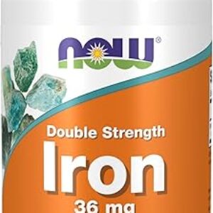 NOW Supplements, Iron 36 mg, Double Strength, Non-Constipating*, Essential Mineral, 90 Veg Capsules