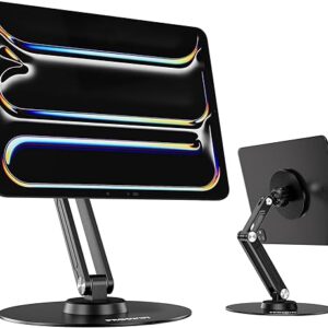 Magnetic ipad Stand, Foldable Aluminum Alloy Tablet Stand for Desk, 360° Adjustable Rotatable Tablet Holder, Portable Accessories for Home …