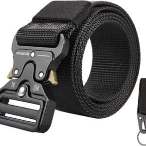 KingMoore Men’s Tactical Belt Heavy Duty Webbing Belt Adjustable Military Style Nylon Belts with Metal Buckle