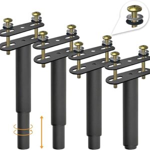 4Pcs Adjustable Metal Bed Frame Support Legs, Frame Center Slats Heavy Support Leg, Extra Durable Steel Feet, for King Bed, Sofa, Table, Fu…