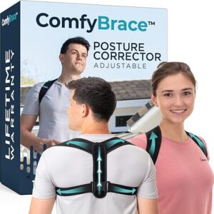 ComfyBrace Posture Corrector-Back Brace for Men and Women- Fully Adjustable Straightener for Mid, Upper Spine Support- Neck, Shoulder, Clav…