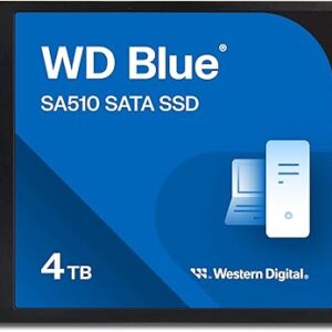 Western Digital 4TB WD Blue SA510 SATA Internal Solid State Drive SSD – SATA III 6 Gb/s, 2.5″/7mm, Up to 560 MB/s – WDS400T3B0A, Blue