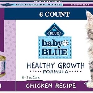 Blue Buffalo Baby BLUE Natural Kitten Wet Cat Food, Healthy Growth Formula with DHA, Chicken Recipe Multi-Pack, 3-oz. Cans (6 Count)