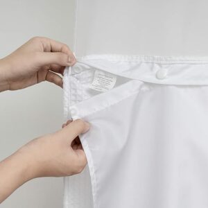 N&Y HOME Snap in Fabric Liner Extra Long -Replacement Liner Compatible with 71×84 Hotel Style Shower Curtain – White, 70×66