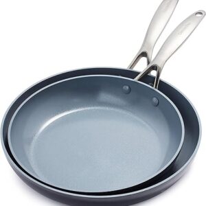 GreenPan Valencia Pro Hard Anodized Healthy Ceramic Nonstick 10″ and 12″ Frying Pan Skillet Set, PFAS-Free, Induction, Dishwasher Safe, Ove…