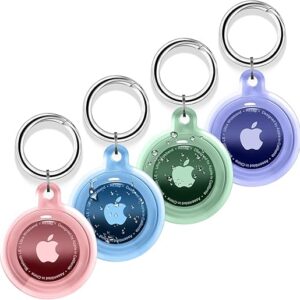 4 Pack Airtag Holder, Airtag case Waterproof Apple Air Tag Case with Keychain, Shockproof & Dustproof Airtag Holders for Pet Tracking, Bags…