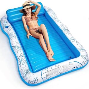 Inflatable Adult Pool Lounger Float – BAIAI Large Beach Sun Tanning Floaty Raft Sunbathing Water Lounge Floaties Tub with Drink Holder – Bl…