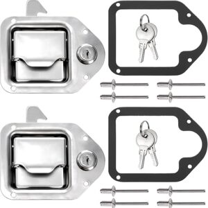 Elsjoy Set of 2 Truck Tool Box Latch, Stainless Steel Trailer Toolbox Latch Replacement, RV Paddle Handle Latch Tool Box Lock with Keys & R…