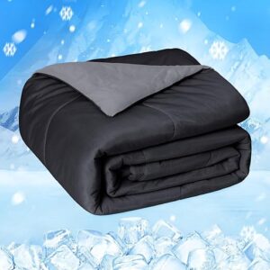 HOMFINE Cooling Comforter Japanese Double-Sided Cold Tech Fabric Cooling Blanket for Night Sweats Hot Sleepers, Q-Max 0.45 Soft Breathable …