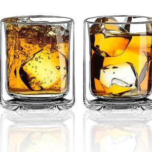 Sun’s Tea Double Walled Drinking Glass, Manhattan-Style Glass for Hot and Cold Liquids, Whiskey, Bourbon, Vodka, and Scotch Borosilicate Cl…