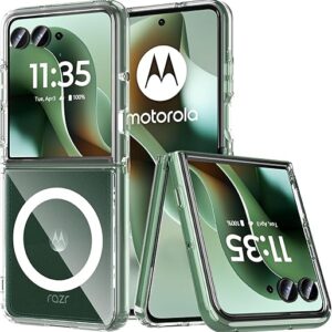 Fin2feel Magnetic Case for Moto Razr Ultra Case, Compatible with Mag-Safe, Transparent Hard PC Shockproof Yellowing Anti-Scratch Cover for …