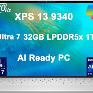 Dell XPS 13 9340 Business Laptop (13.4″ FHD+ 120Hz, Intel Core Ultra 7 155H, 32GB LPDDR5x 7467 MT/s RAM, 1TB SSD) AI PC, 18-Hr Long Battery…