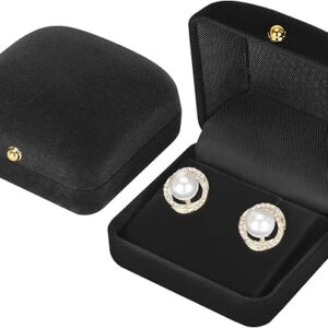2 Pieces Velvet Earring Stud Gift Box, Jewelry Holder Display Case for Earring stud cufflinks, Earring Organizer Storage Box for Women Girl…