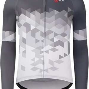 GCRFL Men’s Cycling Jersey Long Sleeve Biking Shirt with 3+1 Zipper Pocket Breathable Quick Dry Bicycle Jersey