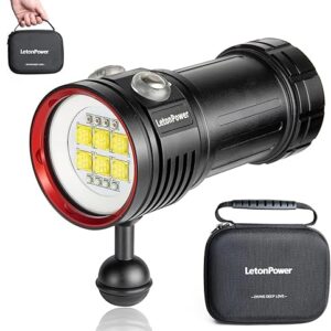 Diving Flashlight, L15 10000Lumens Dive Light,100m Underwater Video Light, Scuba Dive Lights, Underwater Flashlight with Type-C Charging fo…