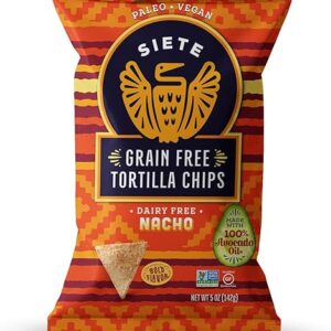 Siete Tortilla Chips | Grain Free | Gluten Free Chips | Paleo & Vegan Snacks | Non GMO | Nacho, 5 Oz (Pack of 6)