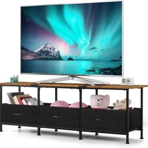 CADUKE TV Stand with Storage Drawers, Farmhouse Entertainment Center for 50/55/60 inch Television, Industrial TV Console Table for Living R…