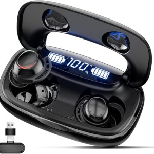 IAMJOY Wireless Gaming Earbuds, 20ms Low Latency, Gaming Earbuds with LED Display, 90H Play Time, 2.4GHz & Bluetooth, Game Earbuds with Mic…