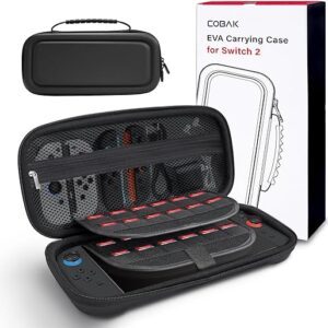 CoBak Large Capacity Carrying Case for Nintendo Switch 2 ( 2025 ) , Ultra Slim Premium EVA Travel Pouch with 24 Game Cartridges, Screen Pro…