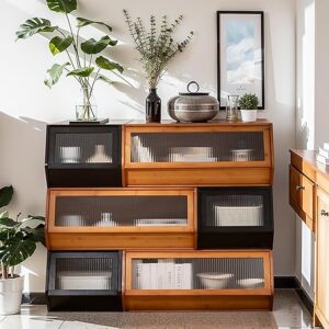 Drawers Dresser Chests for Bedroom (Single Unit), Bamboo Vintage Chests of Drawers, Rustic Dressers Chest Organizer for Bedroom, Living Roo…
