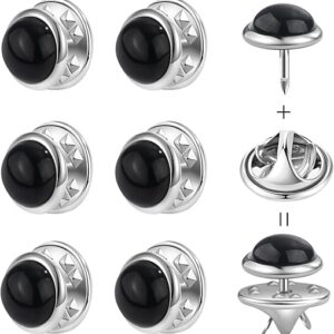 6 Pcs 10mm Mini No Sew Black Buttons Brooch Pins Cover up Buttons Fasteners Detachable Reusable Multi-Purpose for Clothes(Black)