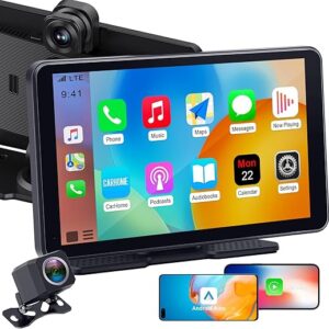 Car Screen Portable Carplay for Apple: 7 Inch Android Auto – Wireless Car Play with Backup Camera,2.5K Dash Cam,GPS Navigation,Car Audio Re…