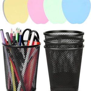 4 Packs Pen Holders, Mesh Pencil Holder Metal Pen Cup Black for Desk, Multifunctional Organizer for Office School Home Makeup Brush,Pencil …