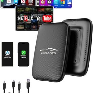 2025 Upgraded Wireless CarPlay Adapter, 5-in-1 Apple CarPlay Wireless and Android Auto Wireless Adapter Support Netflix/YouTube/Mirroring/T…