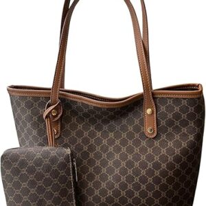 SHENHE Women’s Vintage Tote Bag Large Capacity Travel Work Shoulder Bag Handbag with Mini Purse
