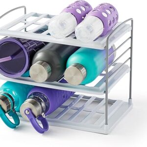 YouCopia UpSpace Water Bottle and Travel Mug Cabinet Organizer, Adjustable Storage Rack for Kitchen Organization, 3-Shelf