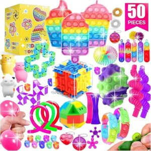 Fidget Toys, 50 Pack Sensory Toy Set Bulk Stocking Stuffers Carnival Treasure Box Classroom Prizes Gifts Party Favors for Kids Adults Boys …