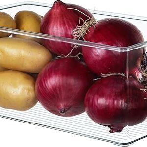 Hudgan 2 Pack Straight Sides Stackable Pantry Organizer Bins for Home Edit – 13.5”L x 7.5”W x 5.5”H