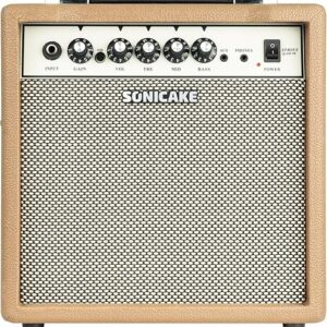 SONICAKE 15W Electric Guitar Amplifier with Dual-Channel, All-in-one Speaker with Headphone Output, 3-Band EQ and AUX Input, Portable Compa…