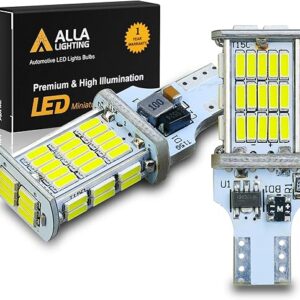 Alla Lighting T10/T15 912 921 W16W LED Reverse Light Bulb, CAN-BUS Error Free 6000K White Back-Up/Trunk/3rd Brake Lights Lamp 922 906 921KX…