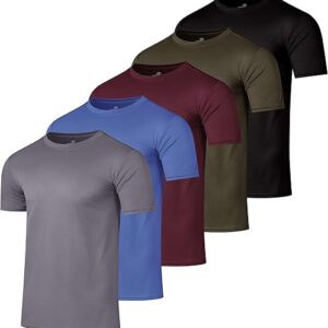 Real Essentials 5 Pack Men’s Active Quick Dry Mesh Crew Neck T Shirts | Athletic Short Sleeve Tee (Available in Big & Tall)