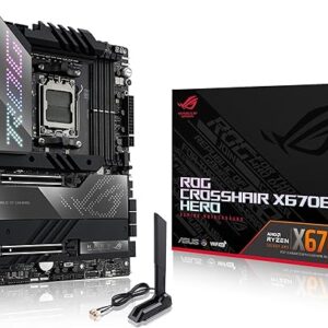 ASUS ROG Crosshair X670E Hero AMD X670 AM5 Ryzen™ Desktop 9000 8000 & 7000 ATX Motherboard, 18 + 2 Power Stages, PCIe® 5.0, DDR5, 5X M.2 Sl…
