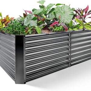 Land Guard 8×4×2 ft Galvanized Raised Garden Bed Kit, Galvanized Planter Raised Garden Boxes Outdoor, Large Metal Raised Garden Beds for Ve…