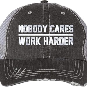Go All Out Nobody Cares Work Harder Dad Deluxe Trucker Flatbill Baseball Structured Embroidered Hat