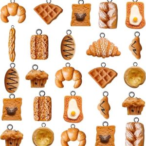 60-piece Handmade Simulation Bread Toast Charms – Resin Pendants for DIY Jewelry Making, Ideal for Earrings and Necklaces, Craft Supplies