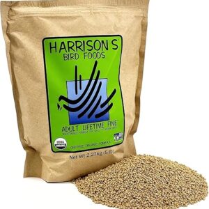 Harrison’s Bird Foods Bird Food Adult Lifetime Fine Certified Organic Non-GMO Formula Bird Food 5lb