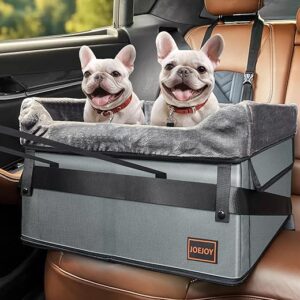 JOEJOY Dog Car Seat for Medium Dogs or 2 Small Dogs, Portable Pet Booster Seat with 2 Clip-On Safety Leashes and Adjustable Straps, Perfect…