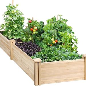Yaheetech 8×2ft Wooden Horticulture Raised Garden Bed Divisible Elevated Planting Planter Box for Flowers/Vegetables/Herbs in Backyard/Pati…