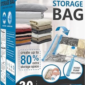 20 Pack Vacuum Storage Bags, Space Saver Bags (4 Jumbo/4 Large/4 Medium/4 Small/4 Roll) Compression for Comforters and Blankets, Sealer Clo…