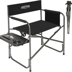 YOUNG WOOD Camping Directors Chair, Lightweight Oversized Portable Folding Chair with Side Table and Storage Pockets for Outdoor Camping, L…