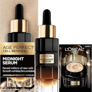L’Oreal Paris Age Perfect Anti-Aging Midnight Face Serum, Reduce Wrinkles 1oz + Eye Cream Sample