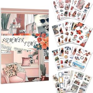Summer Vacation Stickers for Women, PET & Paper Holiday Sticker Book with 203 Images for Travel Journal, Planner, Scrapbooking, Themed Albu…